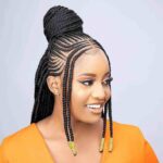 half design cornrows and braids made by braidingland hair salon